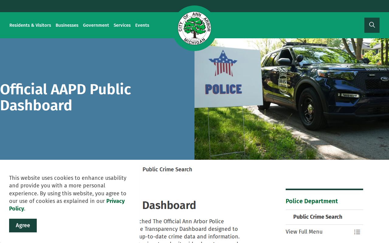 Ann Arbor Police public crime search incident record interface