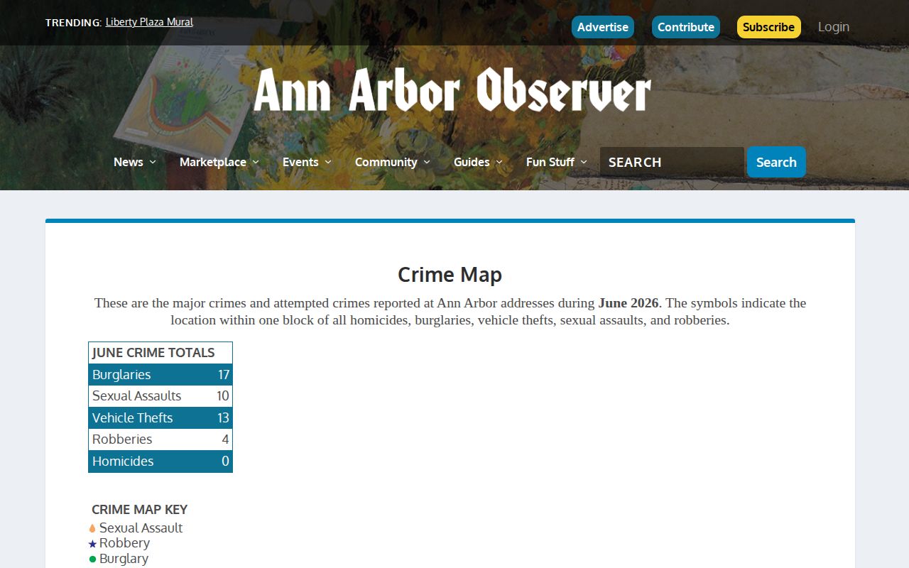 Washtenaw County crime-record map source screenshot